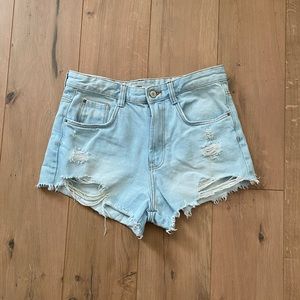 ZARA high waisted distressed shorts